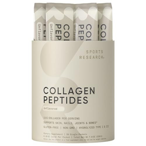 Sports Research® Collagen Peptides Packets (20 Count) - Hydrolyzed Type 1 & 3 Collagen Powder Protein Supplement for Healthy Skin, Nails, & Joints - Non-GMO & Gluten Free | Amazon (US)