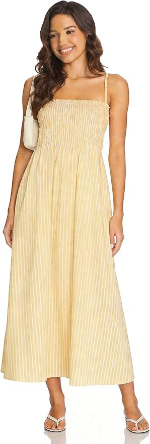 Women Spaghetti Strap Smocked Maxi Dresses Flowy Striped Summer Vacation Dress A-Line Beach Sundr... | Amazon (US)