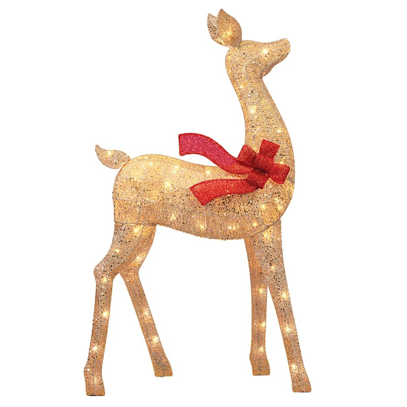 Twinkle LED Gold Thread Doe, 5' | At Home