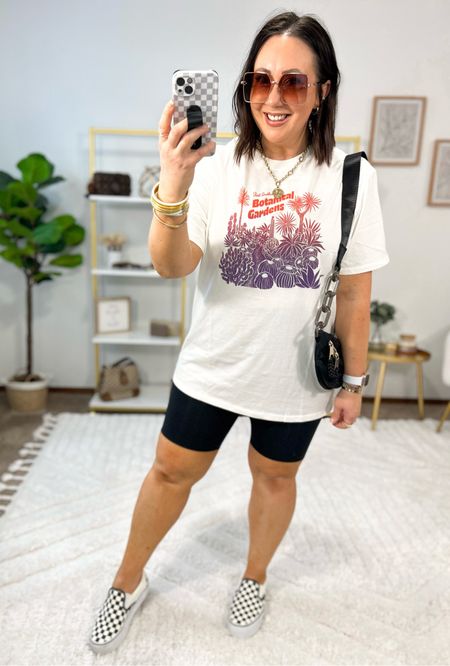 Shopped the men’s section at Target and found the cutest graphic tees for summer and they’re only $12!  Love the length and the fit on these. XL in mine. Large biker shorts. Vans run tts  

#LTKFindsUnder50 #LTKMidsize #LTKSeasonal