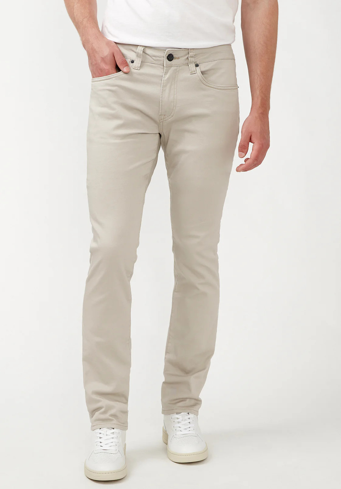 Slim Ash Men's Twill Pants in Beige - BM22017 | Buffalo David Bitton