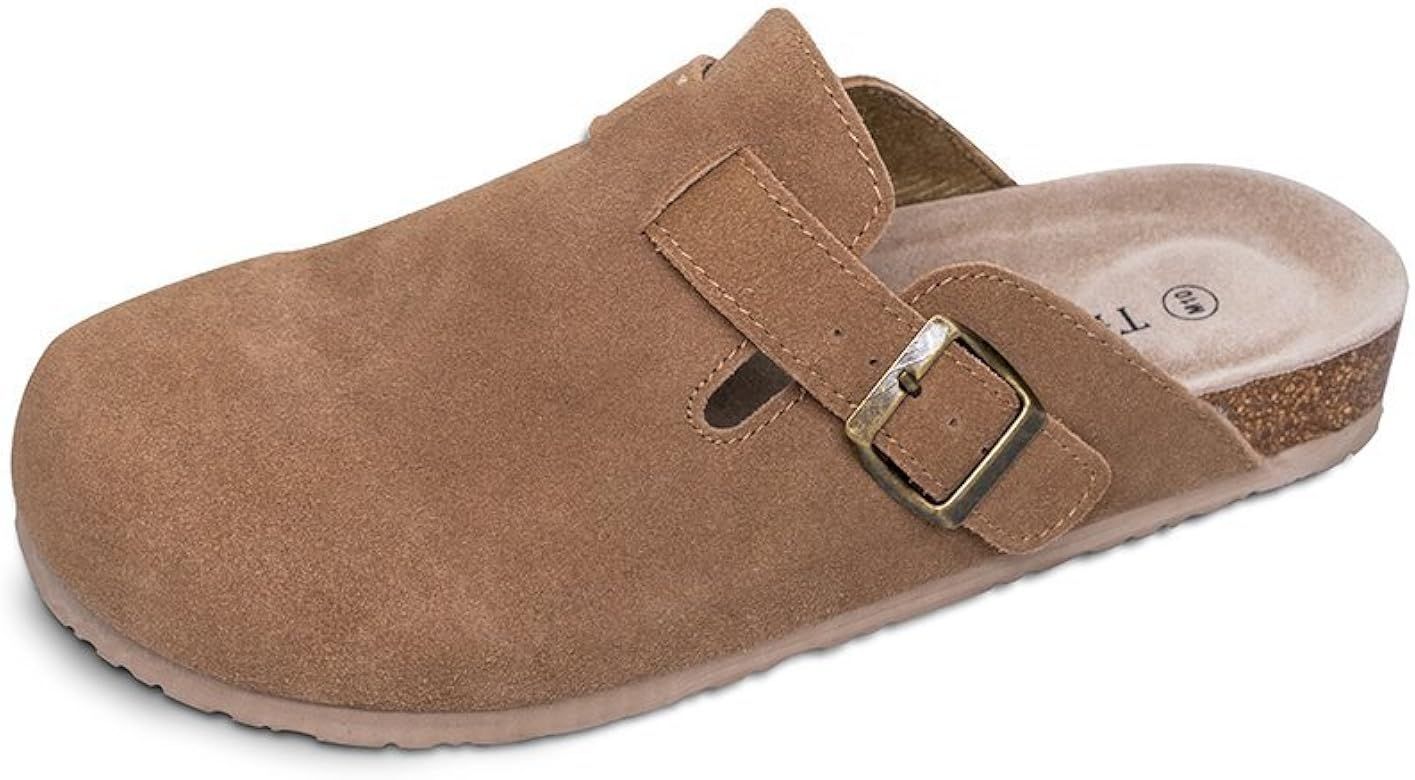 TF STAR Unisex Boston Soft Footbed Clog Cow Suede Leather Clogs, Cork Clogs Shoes for Women Men T... | Amazon (US)