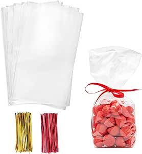 Morepack Valentine's Day Cello Cellophane Treat Bags,6x12 Inches Cellophane Bags 200 Pcs with Twi... | Amazon (US)