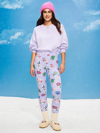 High-Waisted Printed Waffle Pajama Leggings for Women | Old Navy (US)