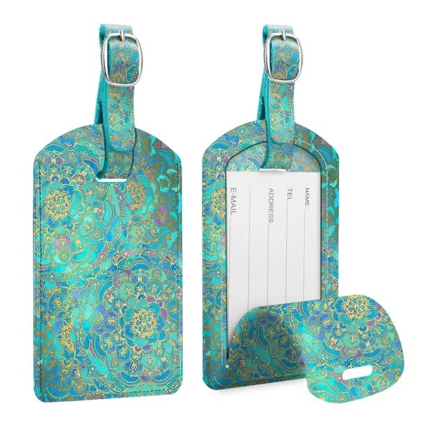 [2 Pack] Fintie Luggage Tags, PU Leather Name ID Label Holder with Privacy Cover Travel Bag Cruis... | Walmart (US)