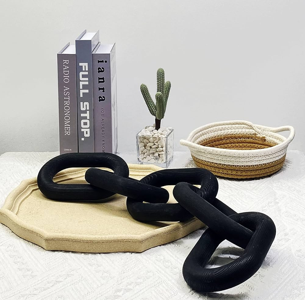 Wood Chain Link Decor - 18.9 Inches Length Aesthetic Room Decor, 5-Link Wood Chain Boho Decor for... | Amazon (US)