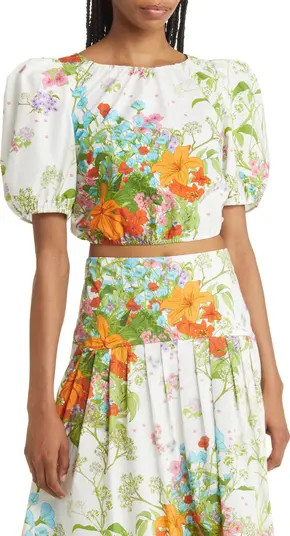 Floral Puff Sleeve Crop Top | Nordstrom