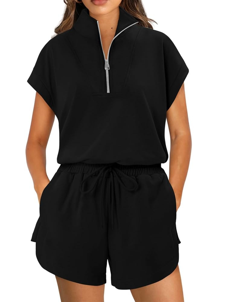 KISSMODA Two Piece Sets for Women Sweatsuit Casual Tracksuits Short Sleeve Tops and Shorts 2025 L... | Amazon (US)