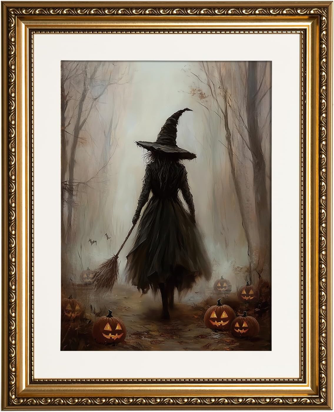 InSimSea Gold Framed Canvas Art Prints, Halloween Witch Picture, 13x16in | Amazon (US)