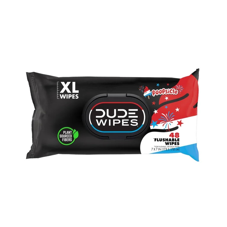 DUDE Wipes Poopsicle, Ice Pop Scented Extra Large Flushable Wipes, 48 Count, 5 Pack (240 Total) | Walmart (US)