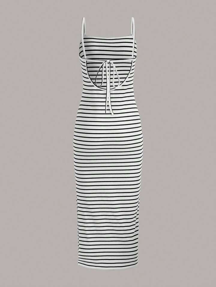 SHEIN EZwear Striped Tie Backless Cami Dress | SHEIN