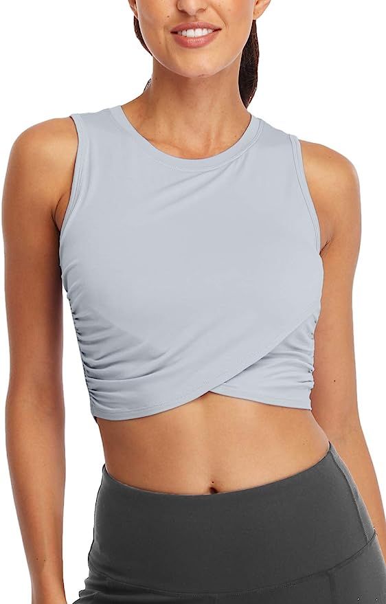 Sanutch Crop Workout Tops for Women Cropped Shirts Dance Tops for Women Slim Fit | Amazon (US)