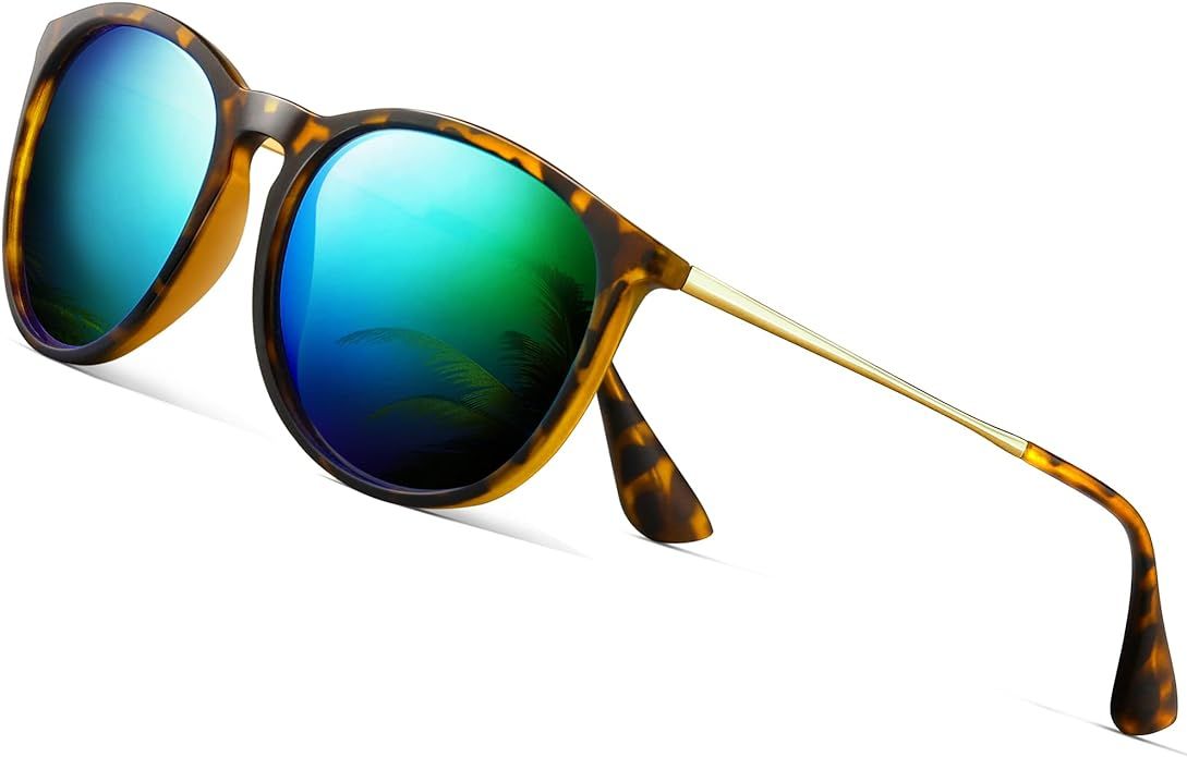 Sunglasses for Women Men，Womens Vintage Sunglasses Trendy Round Classic Retro Mirrored Polarize... | Amazon (US)
