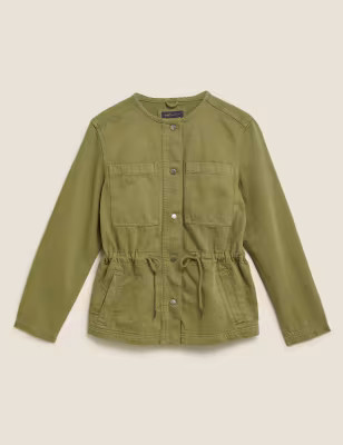 Denim Waisted Collarless Jacket | Marks & Spencer (US)