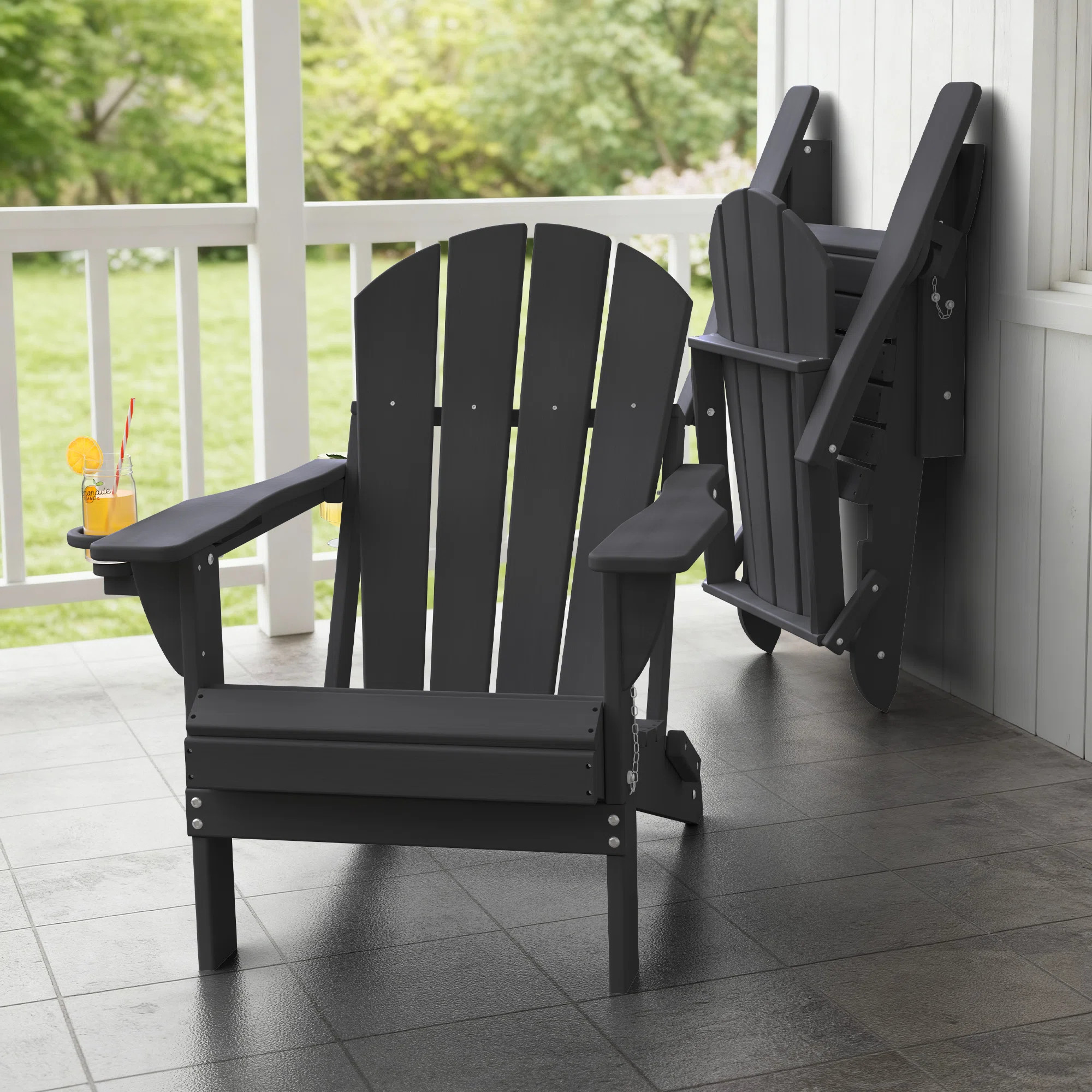 Hayfield Outdoor Adirondack Chair Weather-Resistant HDPE Foldable Patio Chair Fire Pit Chair with... | Wayfair North America