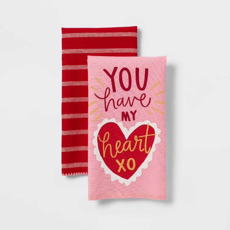 2pk Cotton 'You have my Heart' Kitchen Towels - Threshold™ | Target