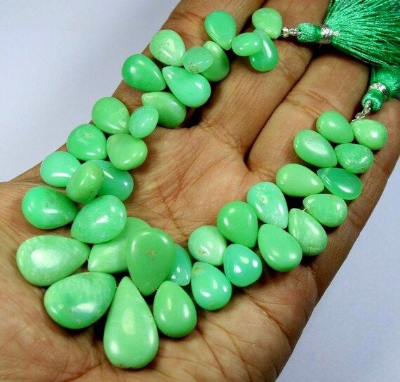 Natural Mint Green Australian Chrysoprase Pear Shape Smooth Beads 225 Carat 8 Inch 14-22 To 8-11 ... | Etsy (US)