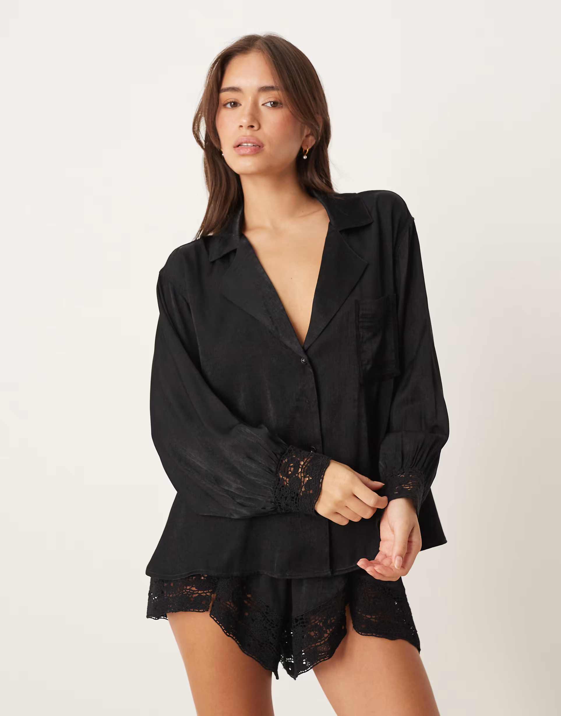 Free People midnight muse satin short co-ord in black | ASOS (Global)