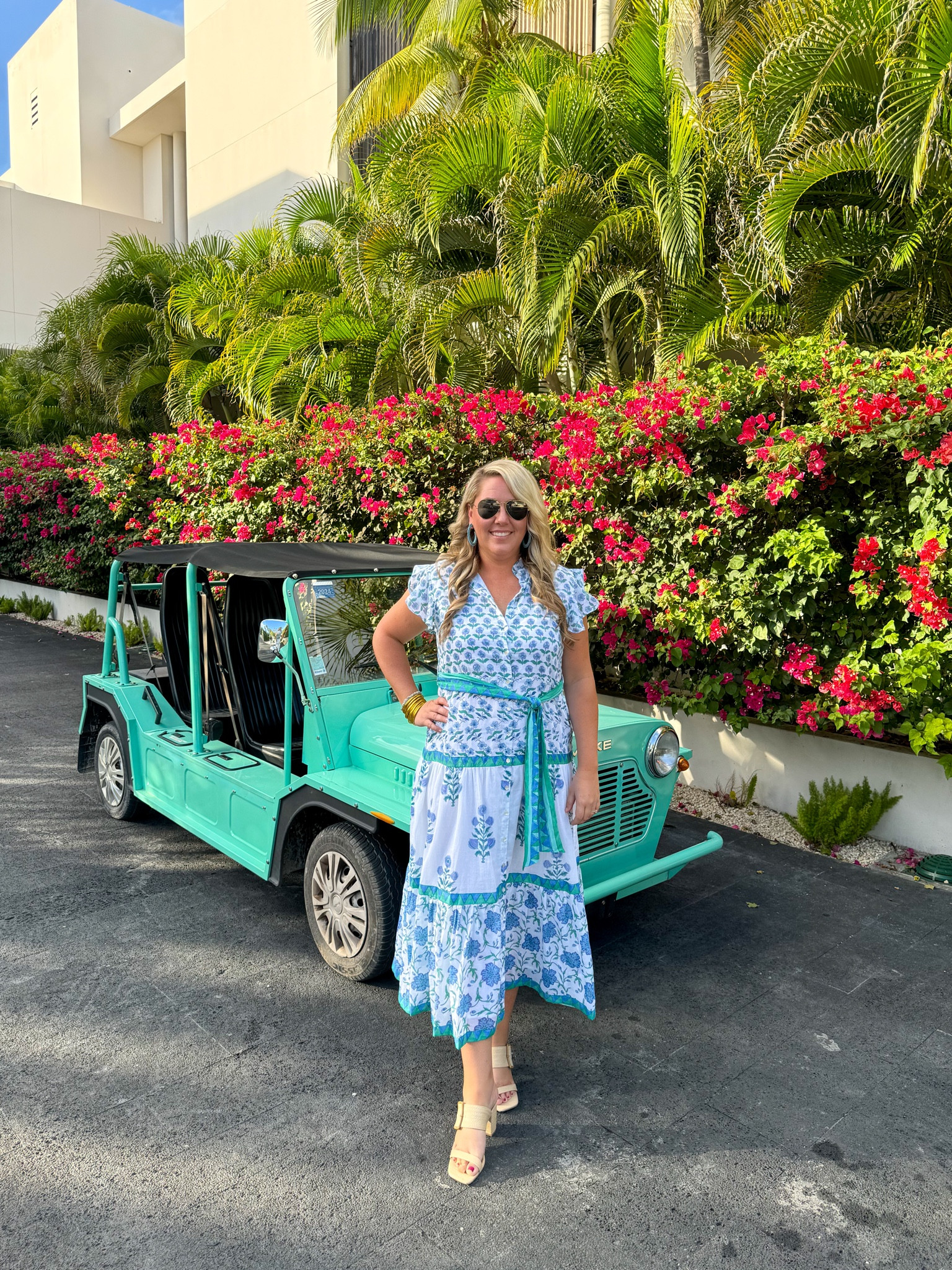 Tonight’s Anguilla outfit look for dinner! I’m wearing an XL in this Oliphant block print maxi dress, and these Target raffia heels fit true to size. Also linking my oversized turquoise hoops, gold bangles (they’re waterproof!), and aviator sunglasses. I love that I can wear this dress for future resort wear looks, Easter, brunch or so many other occasions!
.
#ltkmidsize #ltkover40 #ltksalealert #ltkseasonal #ltktravel #ltkwedding #ltkstyletip


#LTKmidsize #LTKSeasonal #LTKover40