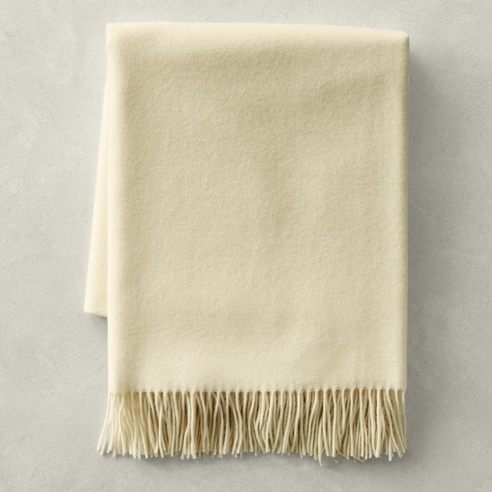 Solid Cashmere Throw, 50&amp;quot; X 65&amp;quot;, Ivory | Williams-Sonoma