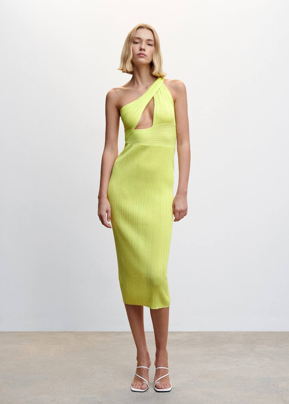 Asymmetrical dress with slit | MANGO (US)