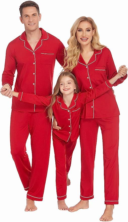 Ekouaer Mens Pajamas Christmas Matching Pjs Set Long Sleeve Sleepwear Button Down Soft Loungewear... | Amazon (US)