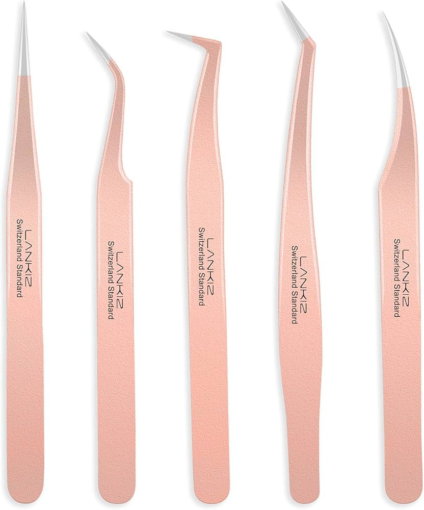 LANKIZ Eyelash Extension Tweezers Set 5 PCS for Volume Lash Extensions Stainless Steel Eyelash Tw... | Amazon (CA)
