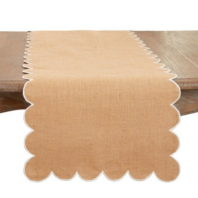 Saro Lifestyle Rustic Chic Scalloped Table Runner, Beige, 16"x72" | Target