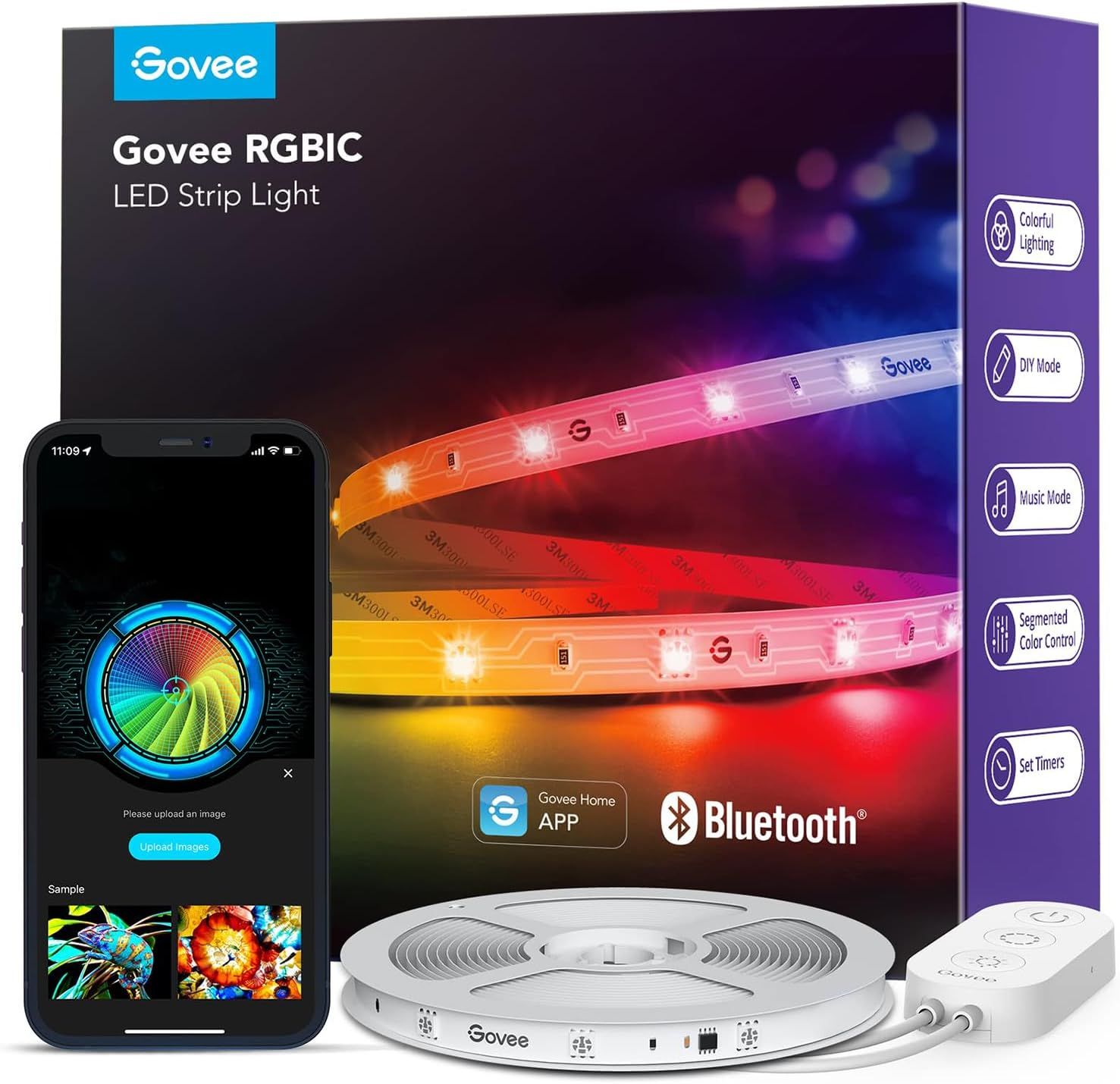 Govee RGBIC LED Strip Lights, Smart LED Lights for Bedroom, Bluetooth LED Lights APP Control, DIY... | Amazon (US)