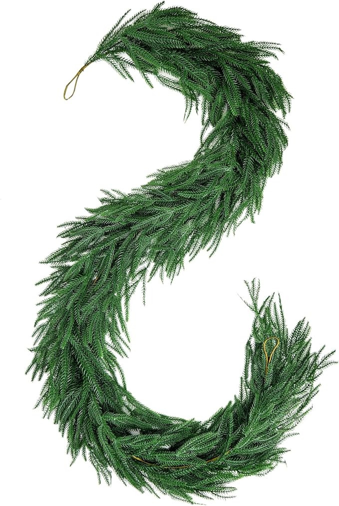 6FT Christmas Garland,Flexible Greenery Artificial Norfolk Pine Garland for Fireplace Mantel Stai... | Amazon (US)
