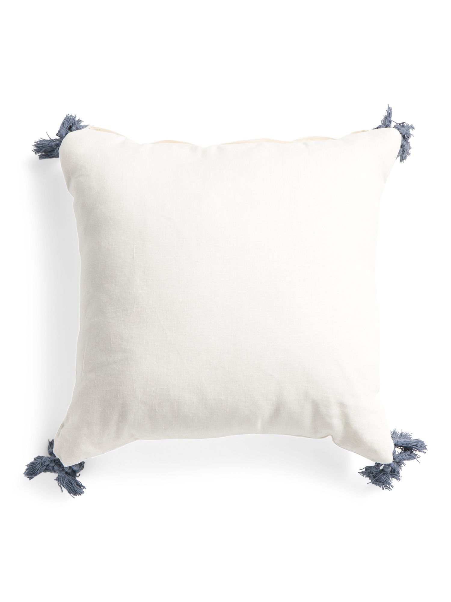 20x20 Linen Look Pillow With Corner Tassels | TJ Maxx