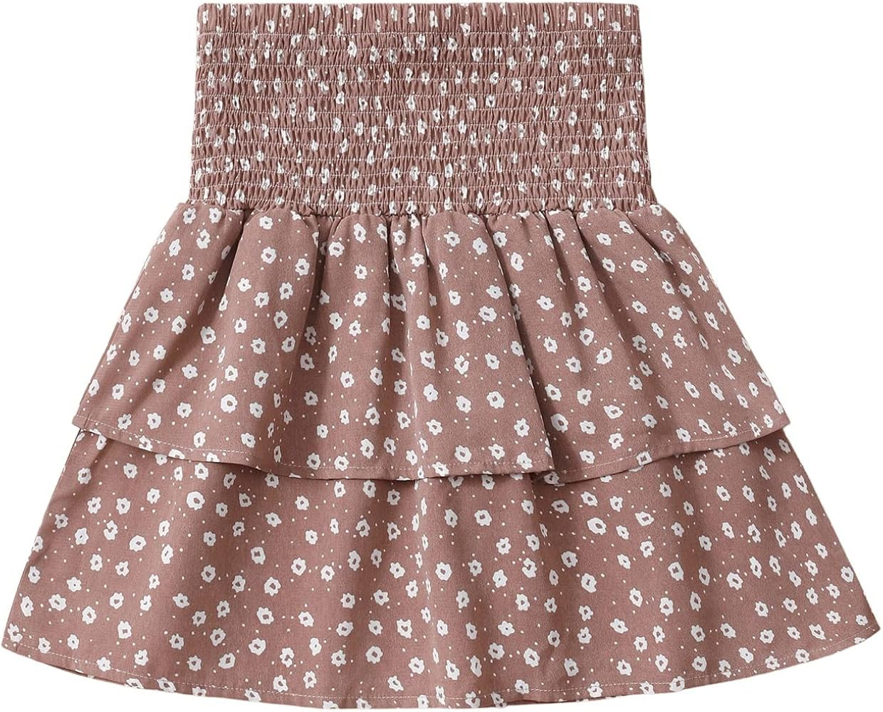 Floerns Women's Striped High Waist Layered Ruffle Hem Mini Skirt | Amazon (US)