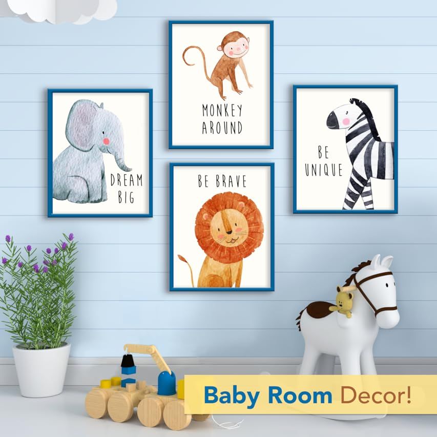 Throwback Traits Safari Nursery Decor - Baby Room Decor Animal Pictures for Nursery, Safari Decor, B | Amazon (US)