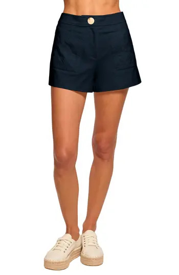Ramy Brook Tamika Woven Patch Pocket Cotton Blend Shorts in Navy at Nordstrom Rack, Size 6 | Nordstrom Rack