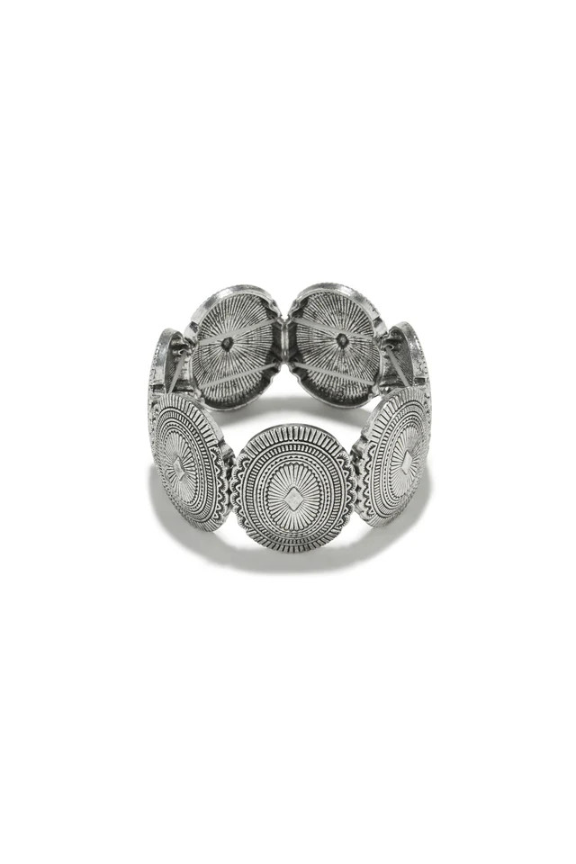 Miss Lola | Elinda Silver Elastic Western Bracelet | MISS LOLA