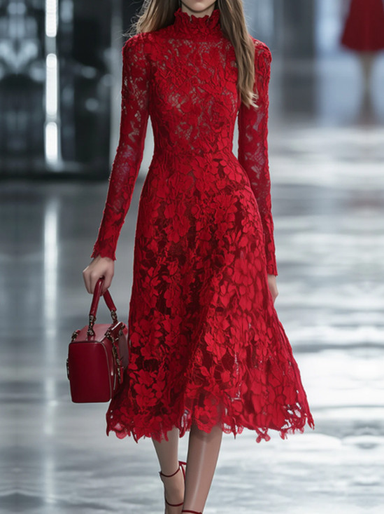 Casual Suede Tassel Hem Balloon Sleeve Mini Dress | Stylewe