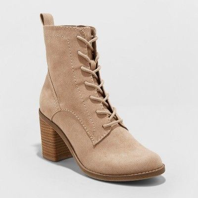 Women's Persia Microsuede Lace Up Heeled Fashion Bootie - Universal Thread™ | Target