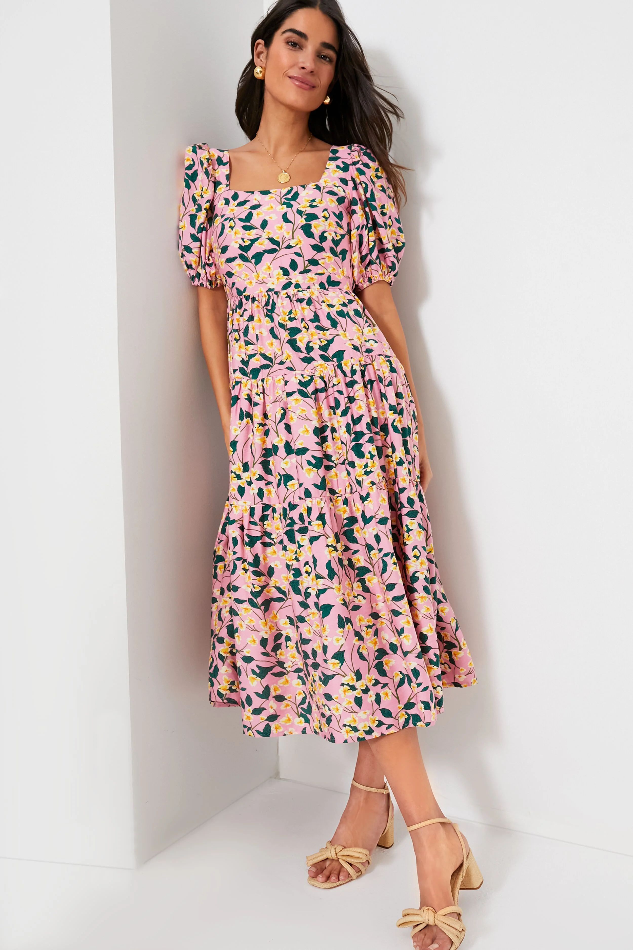 Exclusive Pink Multi Floral Print Midi Dress | Tuckernuck (US)
