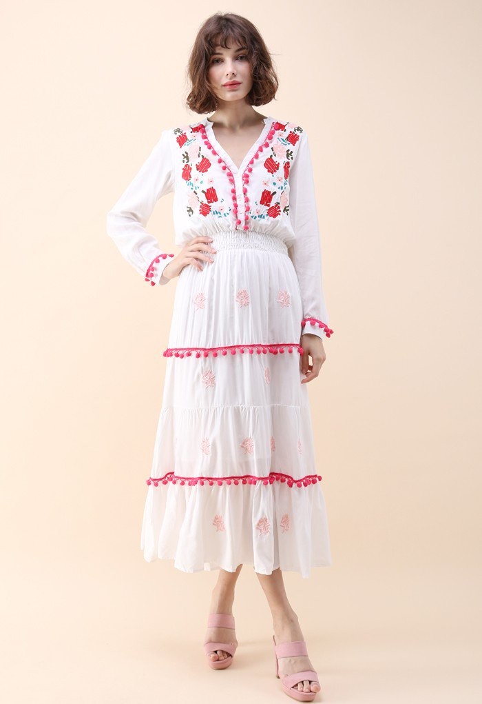 Stay Romance Embroidered Maxi Dress | Chicwish