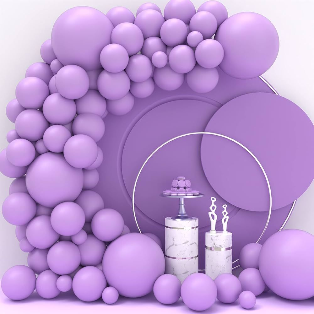 Purple Balloons 110 Pcs Pastel Purple Balloon Garland Kit Different Sizes 5 10 12 18 Inch Light P... | Amazon (US)