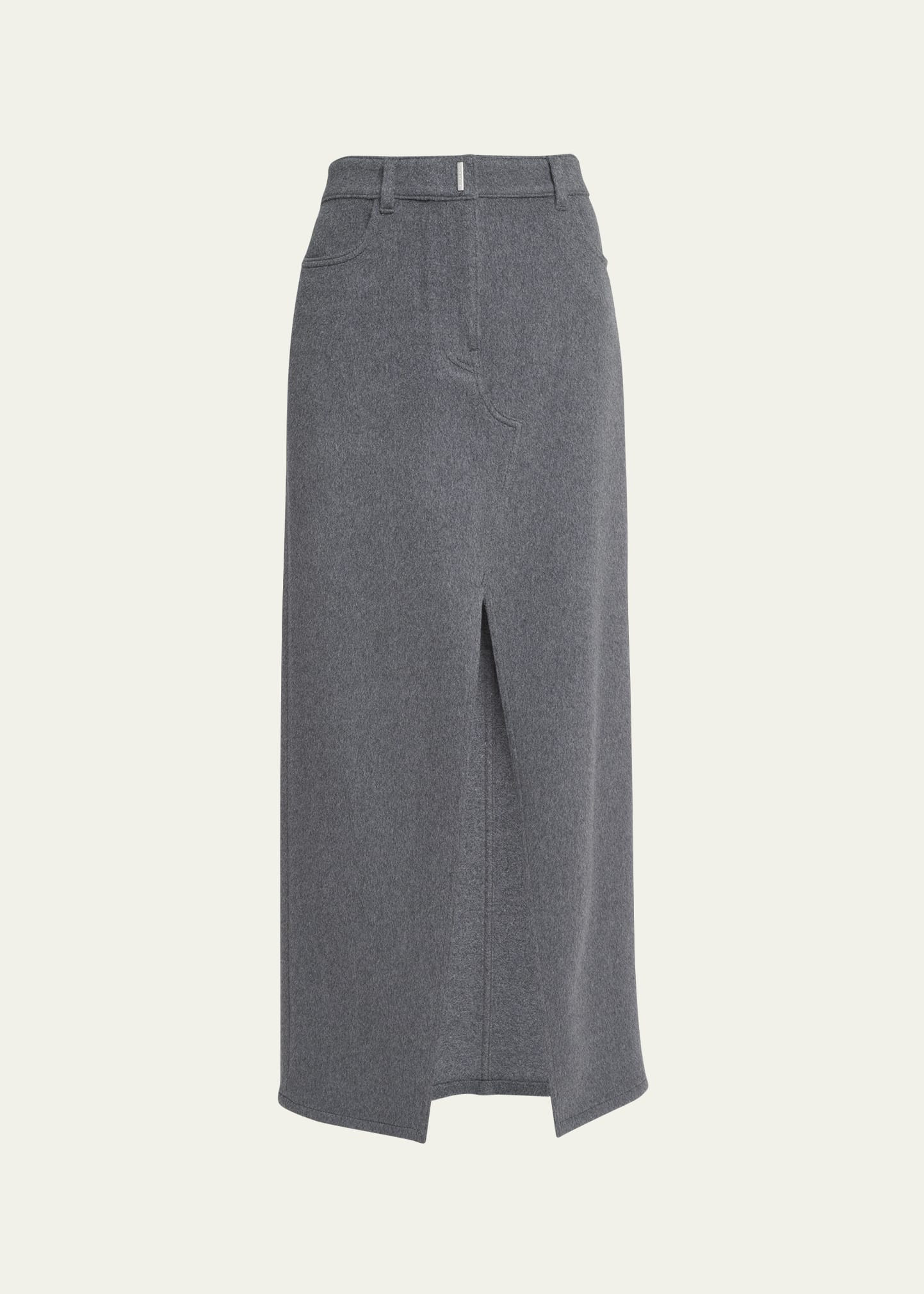 Givenchy Felted Wool Midi Skirt with Front Slit | Bergdorf Goodman