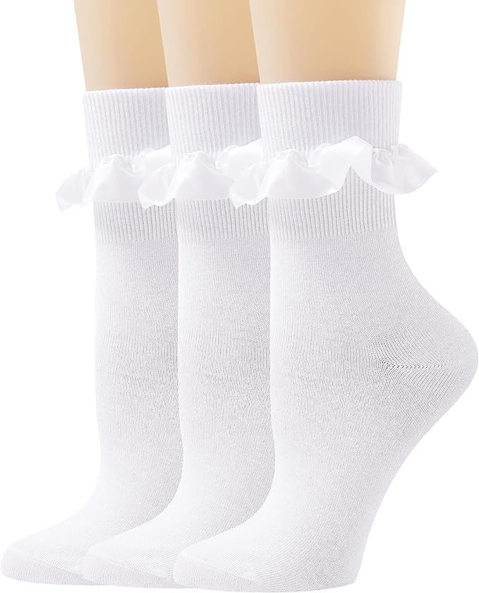 Lace Ruffle Frilly Ankle Socks for Women, Comfortable Cotton Socks Cute Socks Princess Lolita for... | Amazon (US)