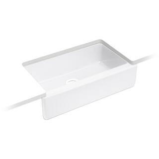 KOHLER Elmbrook Cast Iron 33 in. Single Bowl Farmhouse Apron Front Kitchen Sink in White K-28668-... | The Home Depot