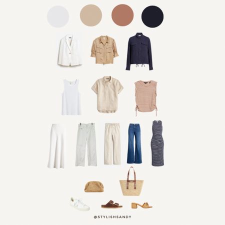 16-piece spring capsule.  For a closer look, please take a look at my blog, StylishSandy.com. 

Tan jacket, white blazer, cotton jacket, stripe dress, jeans, straw bags, sneakers, and slides. 

#LTKFindsUnder100 #LTKSeasonal #LTKOver40