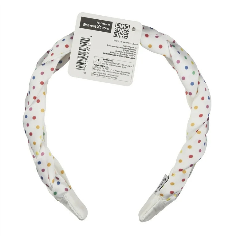The Home Edit Braided Satin Headband, Rainbow Polka Dot | Walmart (US)