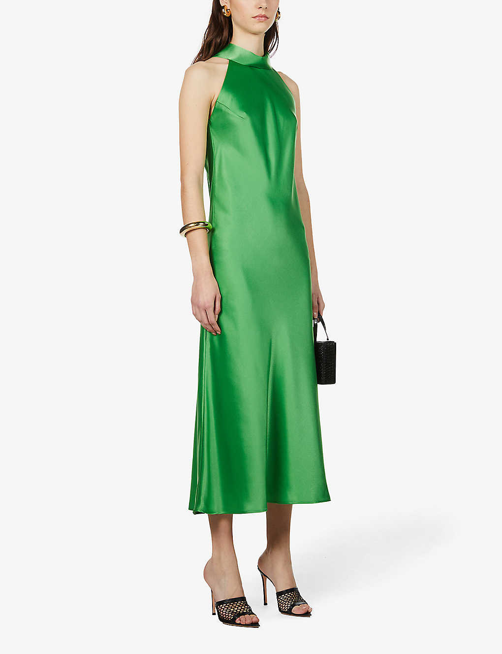 Sienna halterneck satin-crepe midi dress | Selfridges