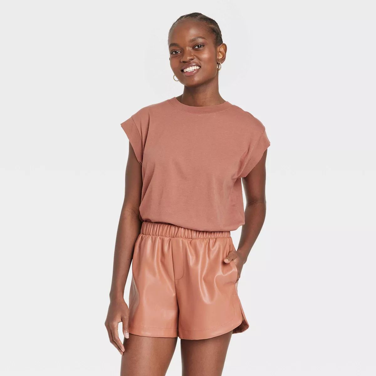 Women's Extended Shoulder T-Shirt - A New Day™ Tan XS | Target