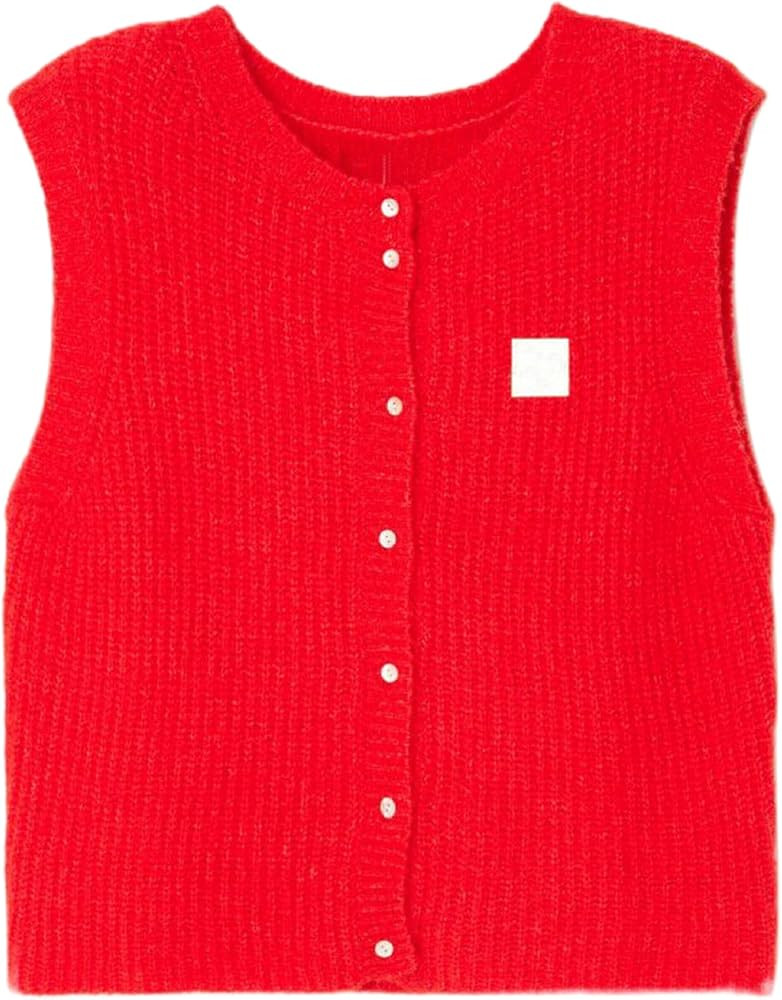 UAURORAO Women Chunky Sweater Vest Button Down Crochet Cable Knit Cardigan Sleeveless Open Front ... | Amazon (US)