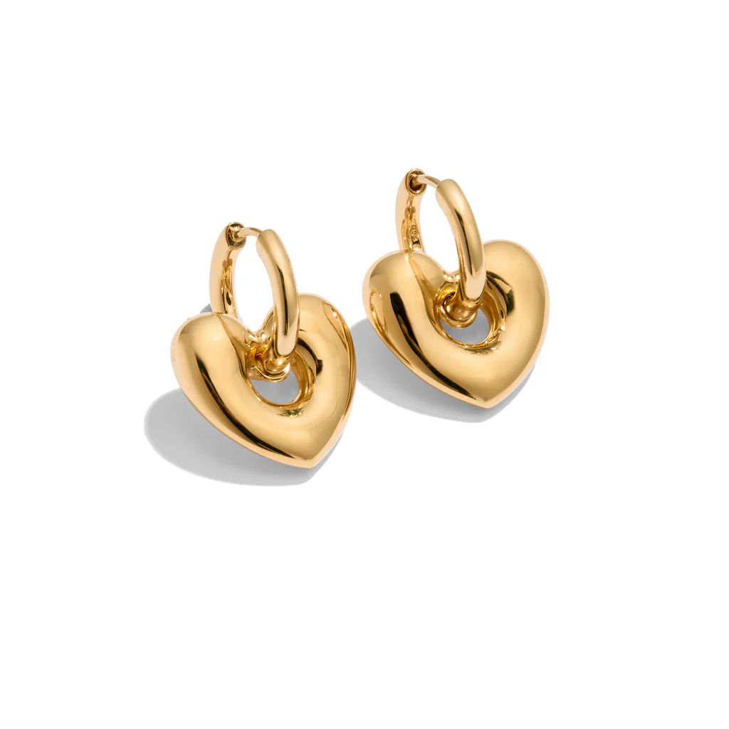 Gold Chubby Heart Hoops | Rosie Fortescue Jewellery