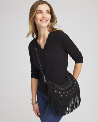 Women's Suede Fringe Purse in Black | Chico's | Chico's